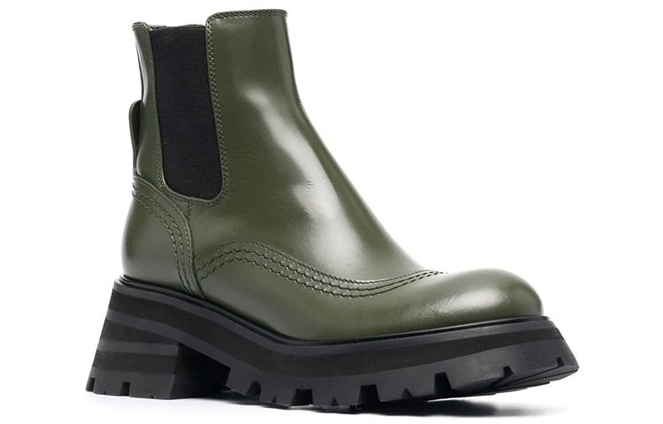 (WMNS) AMC Leather Chelsea Ankle Boots 'Olive Black' 666368WHZ843241 #