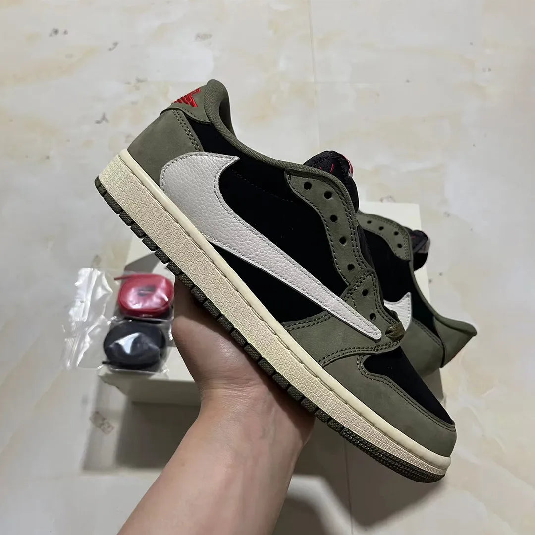 AJ 1 Low OG x Travis Scott Black Olive Shoes Sneakers – nk0003548