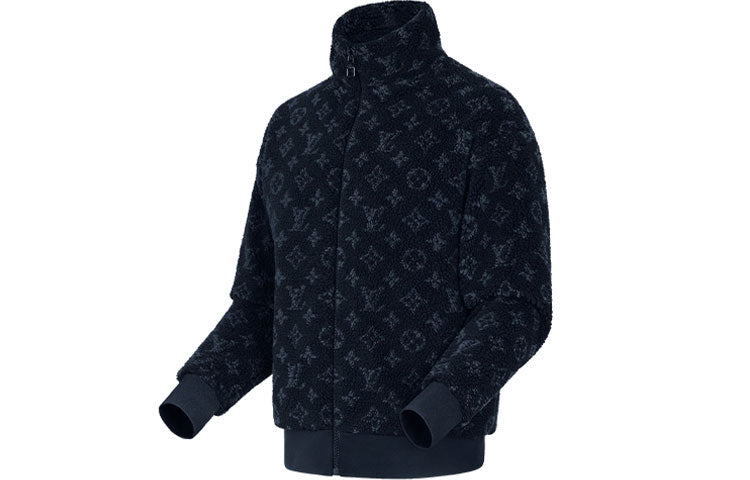 LV LV Monogram Jacquard Fleece Zip-Through Jacket Blue 1A8ECV #