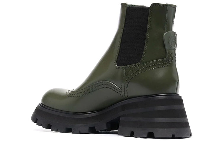 (WMNS) AMC Leather Chelsea Ankle Boots 'Olive Black' 666368WHZ843241 #