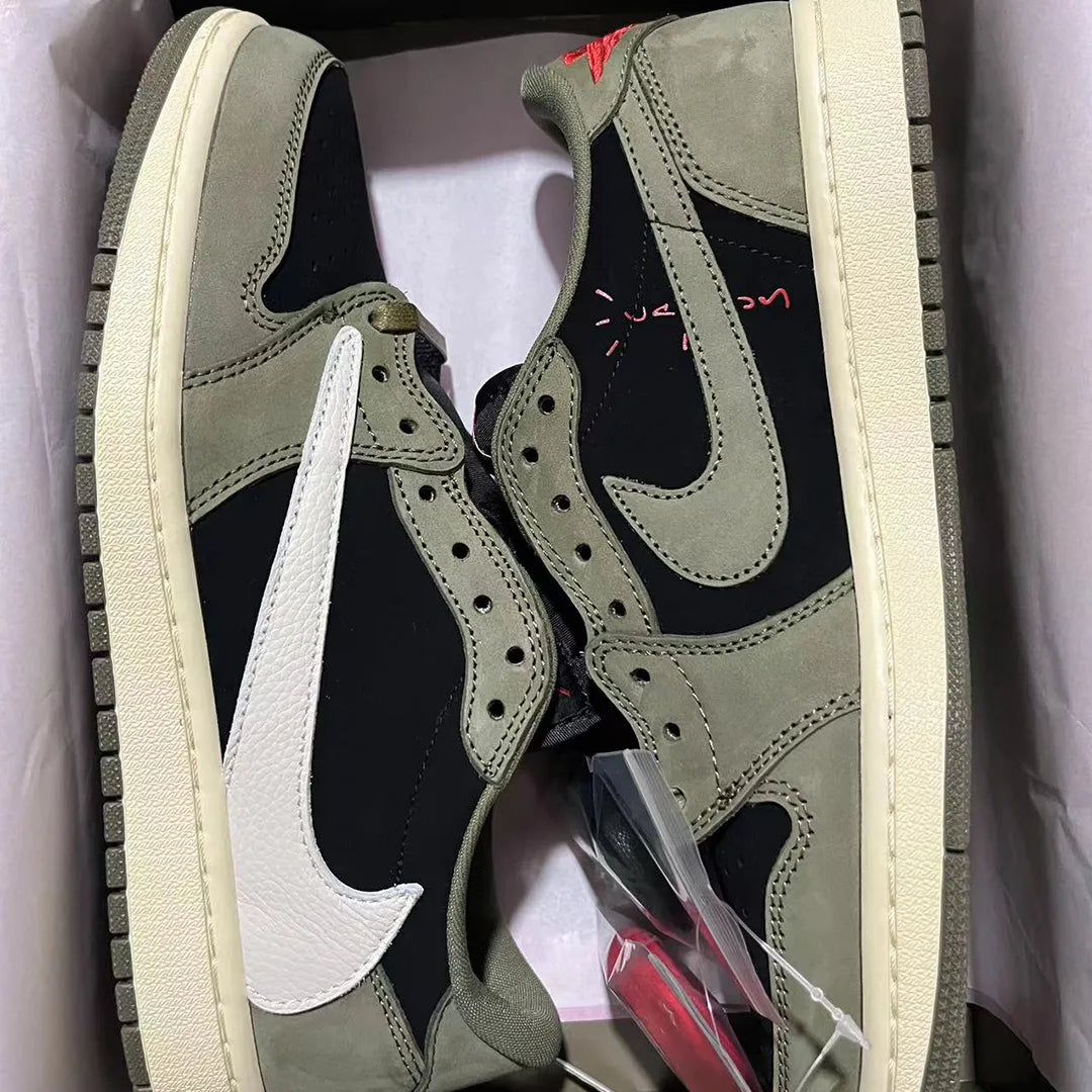 AJ 1 Low OG x Travis Scott Black Olive Shoes Sneakers – nk0003548